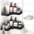 3-Pack Corner Shower Shelves - Rustproof Stainless Steel & Weave Rattan, Large Capacity, No Drill Caddy for Home Decor Online now