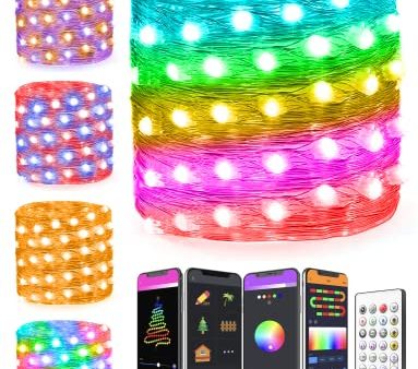 16ft RGB Color Changing Fairy Lights w  Bluetooth App Control 20 Mode Music Sync on Sale