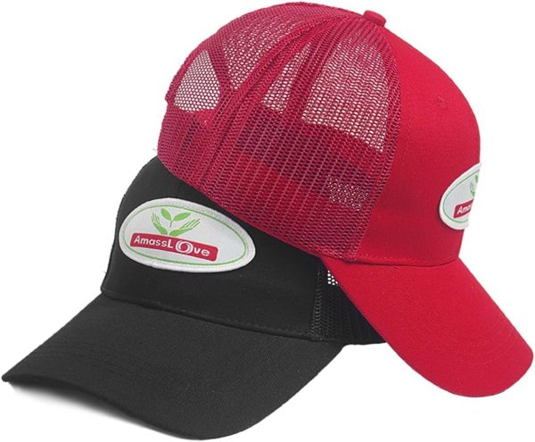 Red Amasslove Trucker Hat with Breathable Mesh Back for Men and Women - Snapback Design Sale