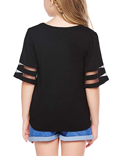 Girls Size 5 Short Sleeve T-Shirts Flare Tunic Summer Tops, Trendy Casual Black Blouse Perfect for All Seasons Discount