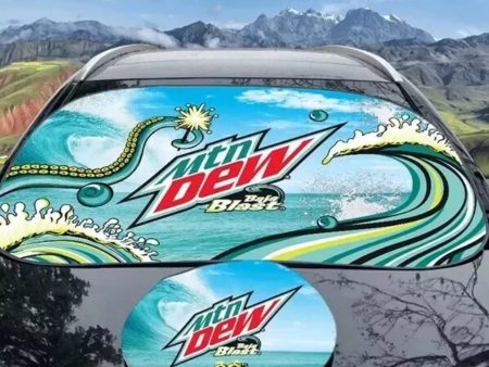 Mountain Dew 20th Bajaversary Baja Blast Windshield Shade for Cars & Trucks For Discount