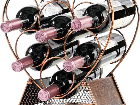 Heart Shape Metal Wine Rack for 7 Bottles - Perfect for Tabletop and Cabinet Storage Online