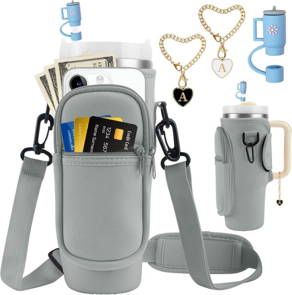 Stylish Water Bottle Carrier for Stanley Cup 40oz with Phone Pocket & Keychain Accessories Online