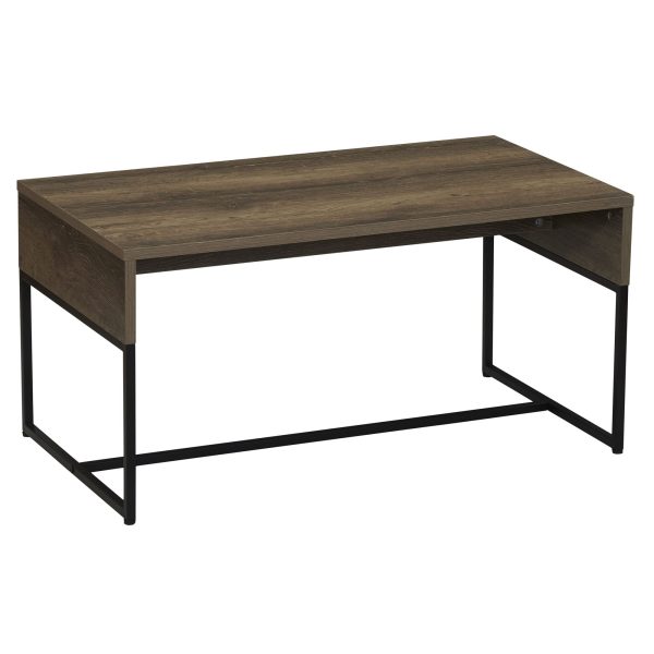 Household Essentials Wrap Rectangular Coffee Table Ashwood Rustic Wood Grain and Black Metal For Discount