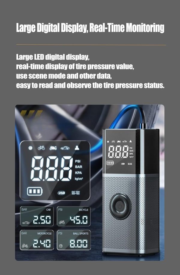 Cordless Tire Inflator Air Compressor 150PSI, 12V DC with Large LCD, LED Lights, Fast Inflation for All Vehicles For Cheap