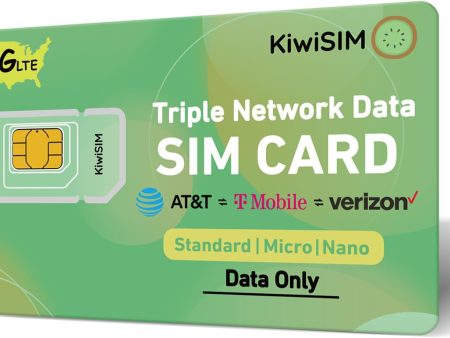 Reliable 4G LTE KiwiSIM Prepaid Data SIM for Unlocked Devices on AT&T, T-Mobile, Verizon Networks For Discount