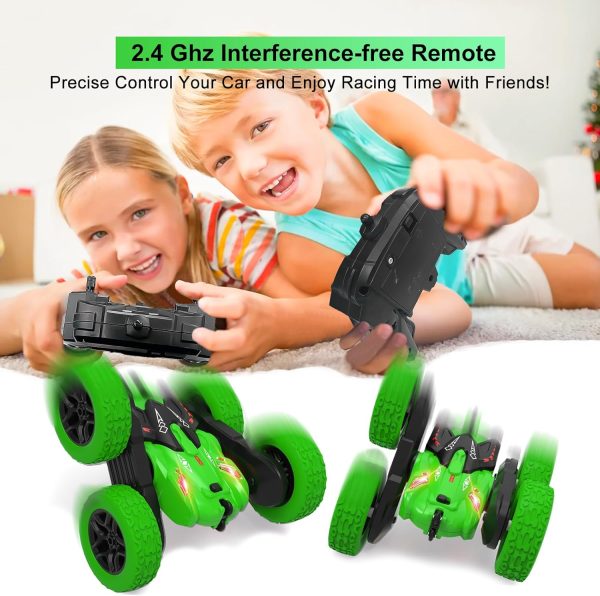 Green Stunt Car for Kids - 360° Flipping, LED, 4WD Remote Control Car for Boys & Girls For Cheap