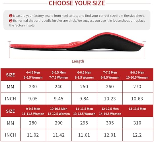 Men 11-11.5   Women 13-13.5 Arch Support Insoles - Foot Pain Relief & Stability Cheap