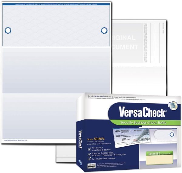 Secure Custom Business Checks - VersaCheck UV Top Secure (DNA) Checks, 500 Sheets Form #1000 - Check on Top Hot on Sale