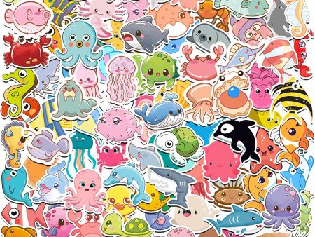 100 PCS Ocean-Themed Kids Stickers: Perfect for Water Bottles & Crafts, Ideal Gifts for Ages 3-12 Online now