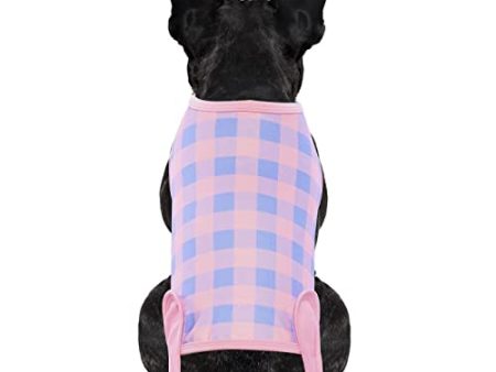 LeLePet Dog Recovery Suit for Dogs Cats After Surgery, Plaid Pet Recovery Shirt, Surgical Bodysuit for Male Female Dogs Skin Disease, Dog Abdominal Disease Bandages, Cone Alternative, Prevent Licking For Cheap