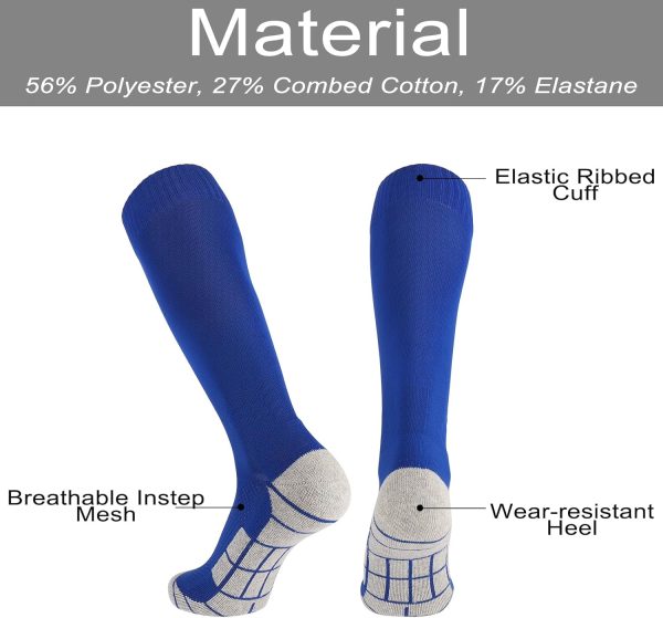 Premium Size S Royal Blue Youth Sports Socks - Royal Blue, Cushioned, Knee High - Ideal for Soccer & More Sale