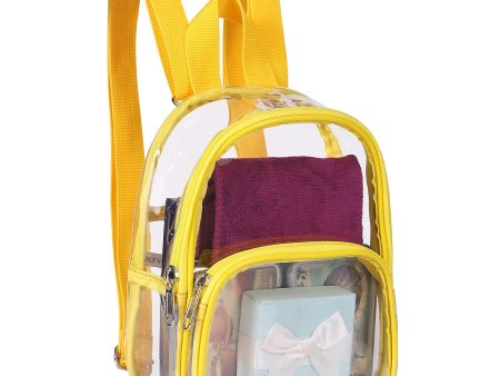 7.5 x2.8 x9  Stadium Approved Clear Yellow Mini Backpack w  Front & Slip Pocket Fashion