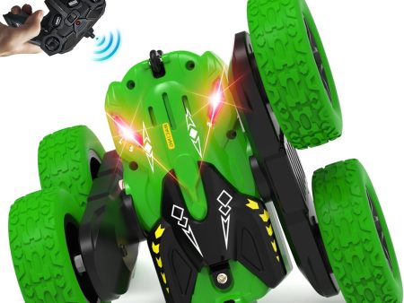 Green Stunt Car for Kids - 360° Flipping, LED, 4WD Remote Control Car for Boys & Girls For Cheap