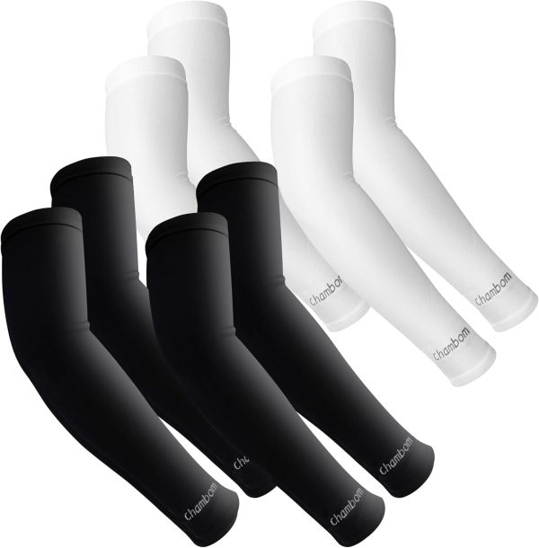 4 Pairs Maximize Outdoor Comfort with UPF 50+ Sun Protection & Cooling Compression Arm Sleeves Fashion