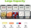 Pill Organizer for Weekly Medication Management, Spacious & Portable, 7-Day Capacity, 2-Pack - Black & White Sale