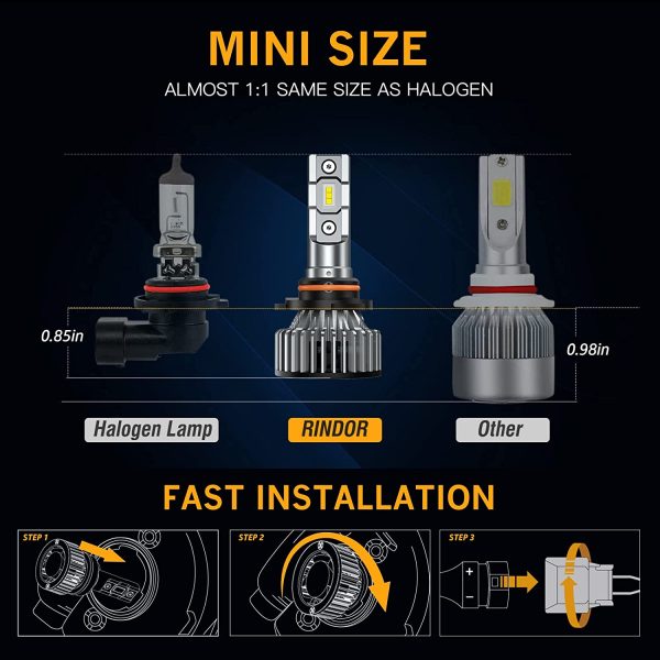 2pk 9006 HB4 Waterproof LED Headlight Bulbs 80W 15000 Lumens 6500K Cool White Hot on Sale