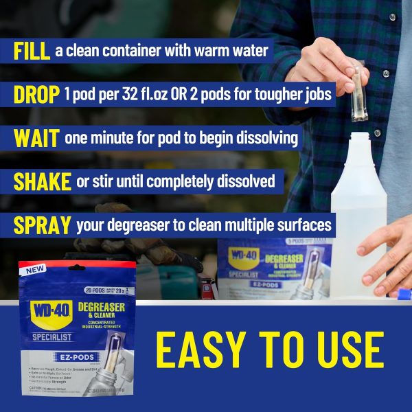 Maximize Efficiency with 20-Pack WD-40 Specialist Degreaser & Cleaner EZ-PODS - Multi-Surface, Custom Strength Fashion