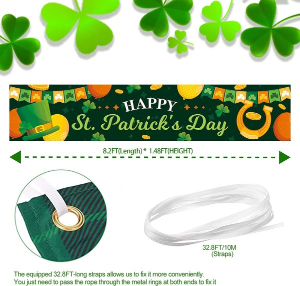 8.2  x 1.48  Happy St. Patrick s Day Banner w  32.8  Hanging Strap Discount