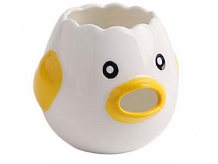 Yellow Ceramic Egg Separator, Cartoon Chicken Design, Kitchen Gadget for Baking - Handmade Egg White and Yolk Filter Tool Online now