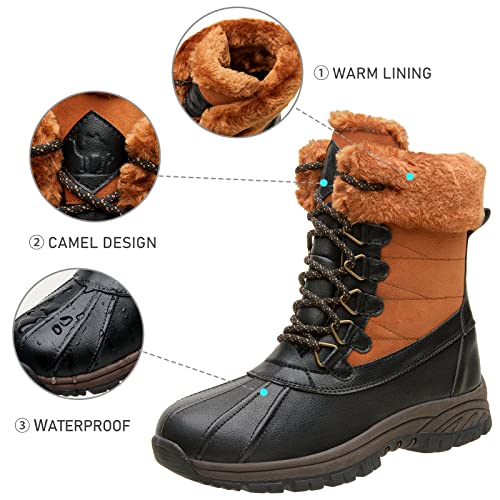 CAMEL CROWN Women Snow Boots Winter Waterproof - Mid-Calf Boots Insulated Lace Up Boots Duck Fur Lined Winter Shoes Online Hot Sale