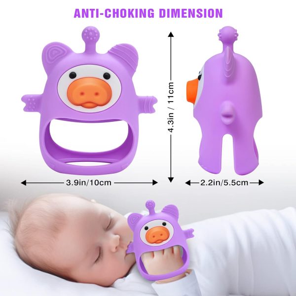 Purple Pig Baby Teether - Silicone Toys for Infants 0-6 Months, BPA Free Hot on Sale