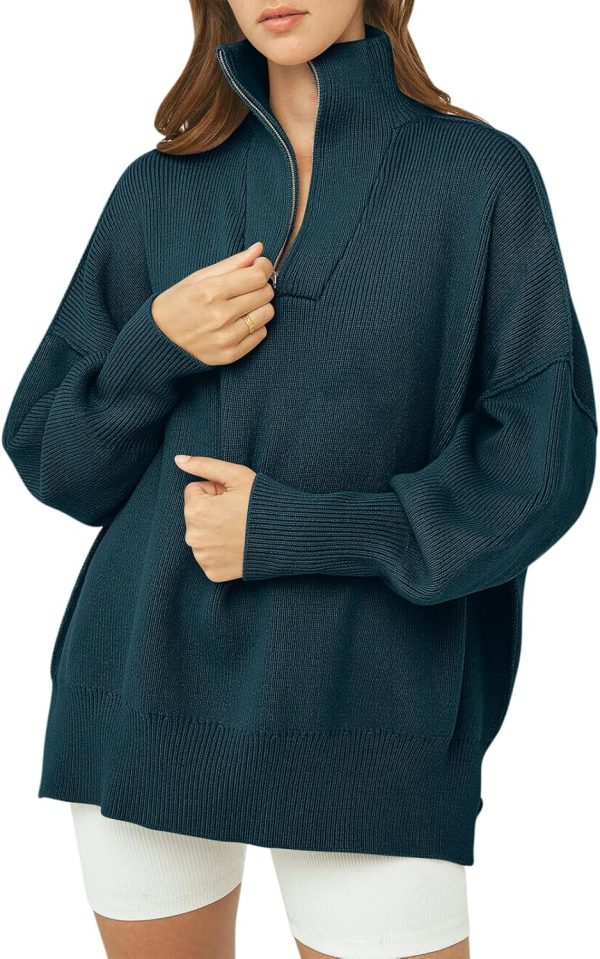 Large Deep Blue Oversized Long Sleeve Sweater for Women - Stylish & Comfortable Hot on Sale