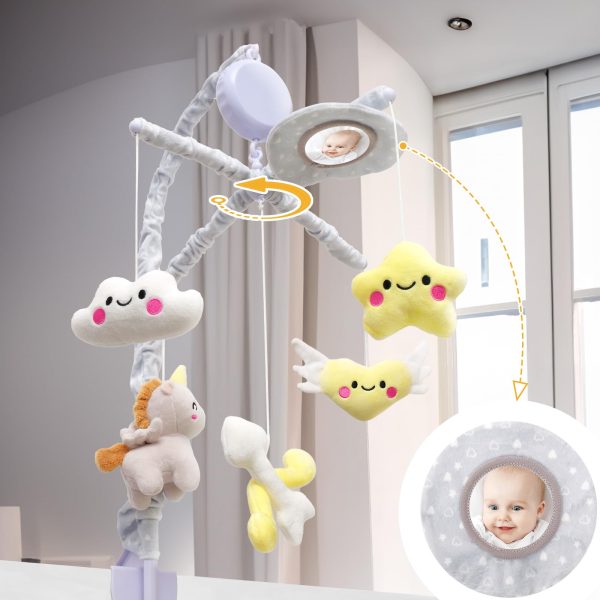 Musical Box Baby Crib Mobile w  Mirror 3 Modes Volume Control 36 Lullabies on Sale