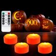 Halloween LED Pumpkin Lights with Remote Timer - Battery Operated Jack-O-Lantern Decor Electric Flameless Candle with Flickering Bright Light for Party Home Porch Fall Decorations - 4 Pack Set For Discount