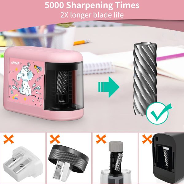 Pink White Elephant Battery Operated Electric Pencil Sharpener for 8mm Pencils Discount