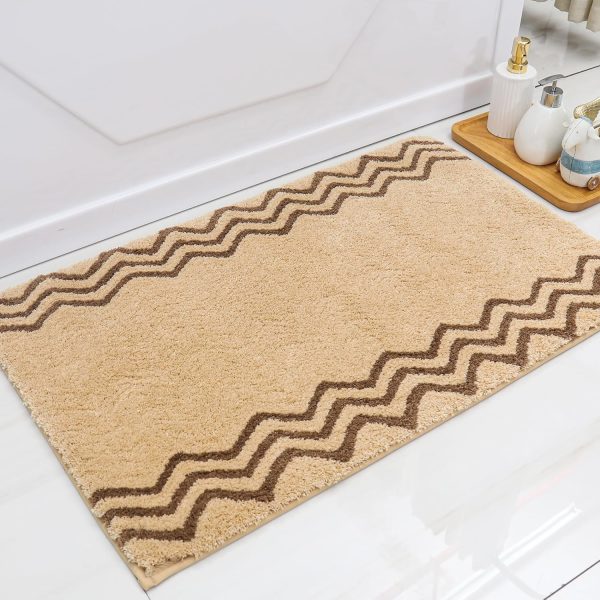 Luxurious Anti-Slip Bath Nursery Rugs - Soft Plush 100% Polyester, Water Absorbent (17x24 inches, Beige) on Sale