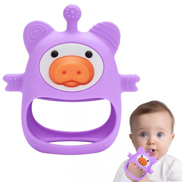 Purple Pig Baby Teether - Silicone Toys for Infants 0-6 Months, BPA Free Hot on Sale