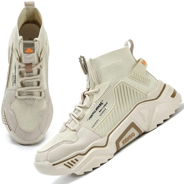 Size 9.5 Beige Lightweight High Top Fashion Sneakers Walking Shoes Sports Shoes Supply