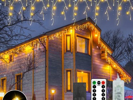 18.57ft 360 LED 72 Drops Warm White Outdoor Plug-In Christmas Icicle Lights For Cheap