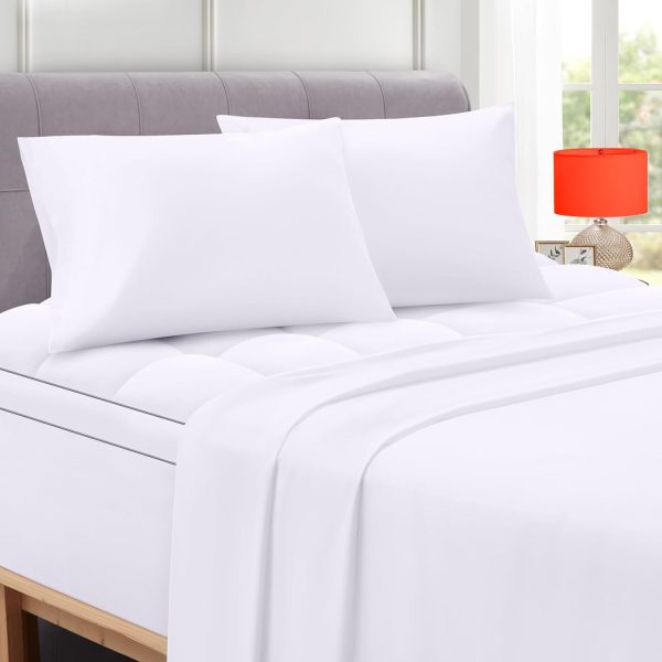 Full Size Mattress Topper Set with Flat Sheet & Pillowcases for Enhanced Comfort - Fits 8-21 Inch Deep Mattresses Hot on Sale