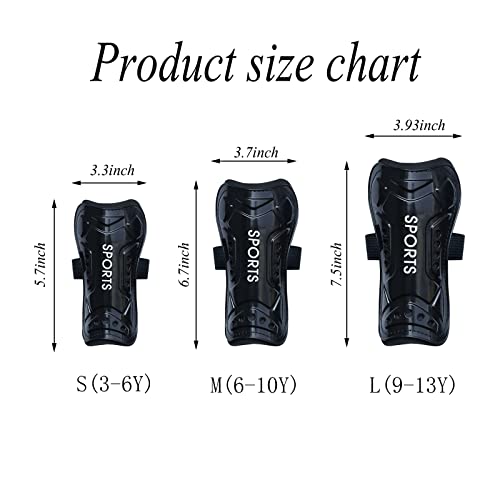 Soccer Shin Guards Kids Youth - Shin Pads Cushion Protection Reduce - Protection Breathable Shin Guards (Black, S (3-6Y)) Online Hot Sale