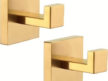 2-Pack Brushed Gold Bathroom Towel Hooks - Durable & Stylish Wall Mounted Hooks For Cheap