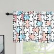 Valance for Kids Bedroom - Rod Pocket Jigsaw Puzzles Geometric Print, Short Curtain Panel for Nursery & Playroom, 52x18 inches, Blue & Pink Online Sale