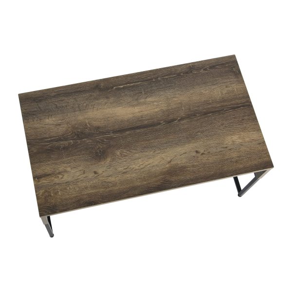 Household Essentials Wrap Rectangular Coffee Table Ashwood Rustic Wood Grain and Black Metal For Discount