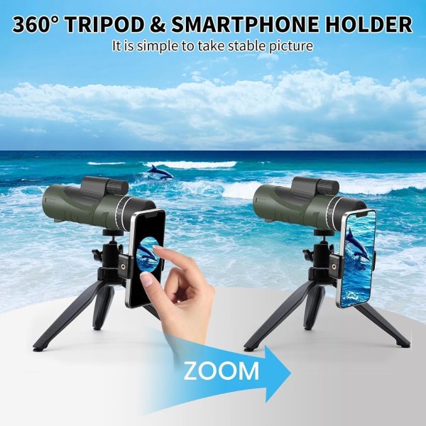 High-Powered HD Monocular with Smartphone Adapter & Tripod - See up to 1500 Yards For Sale