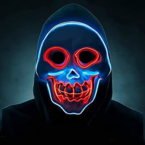 Halloween Mask Led Mask Scary Mask Light Up Mask Purge Mask Glowing Mask Costume Mask Cosplay Masks for Adults Festival Party Masquerade Carnival Gifts Online