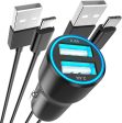 Dual Port 4.8A 24W iPhone 15 Car Charger - Quick Charge with 2 MFi Certified USB to USB-C Cables Compatible with New iPhone Series & iPads For Discount