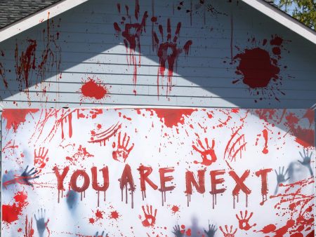 13x6 ft Bloody Handprint  YOU ARE NEXT  Halloween Banner for Garage Door Wall Online now