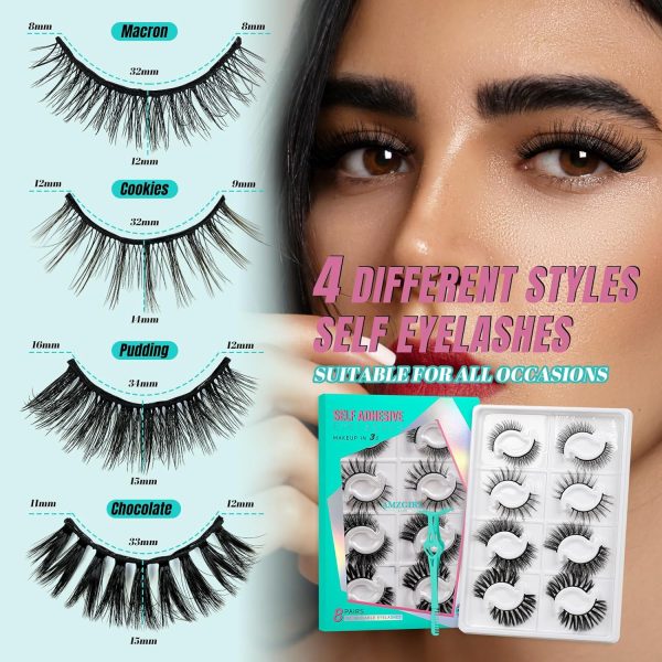 Ultimate Guide to Reusable Self-Adhesive Eyelashes: 8 Pairs with Tweezer, 4 Styles from 8-17mm for Lash Extensions at Home Cheap