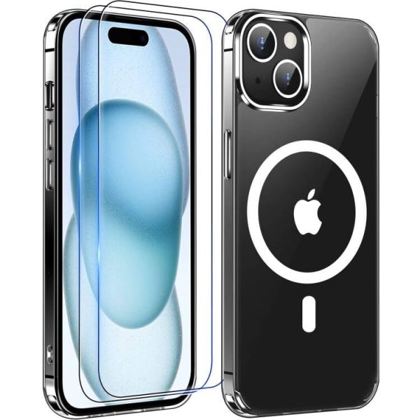 Magnetic iPhone 15 Clear Case with Magsafe, Dual Screen Protectors, Anti-Yellow & Military-Grade Drop Protection, 6.1 inch Online now