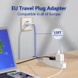 1.5ft Extension Cord European Travel Plug Adapter w  3 US Outlets Online Sale