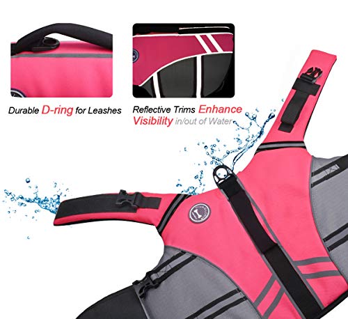 Vivaglory New Sports Style Ripstop Dog Life Jacket with Superior Buoyancy & Rescue Handle, Bright Pink, XS Online Hot Sale