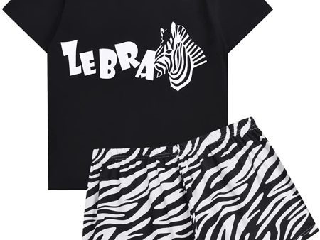 Size XS Zebra T-Shirt & Shorts Pajamas Set Online Sale