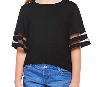 Girls Size 5 Short Sleeve T-Shirts Flare Tunic Summer Tops, Trendy Casual Black Blouse Perfect for All Seasons Discount