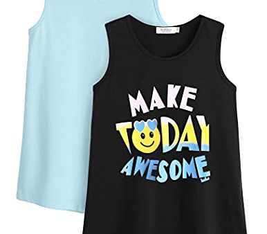 Girls Size 5 Casual Sleeveless Tank Tops 2-Pack: Vibrant Summer Tunic T-Shirts for Play, School, and Creativity For Sale